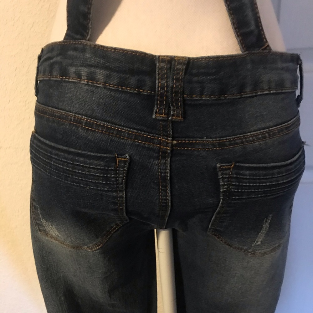 “JC & JQ” Distressed Jean Skinny Overalls! - Picture 3 of 7